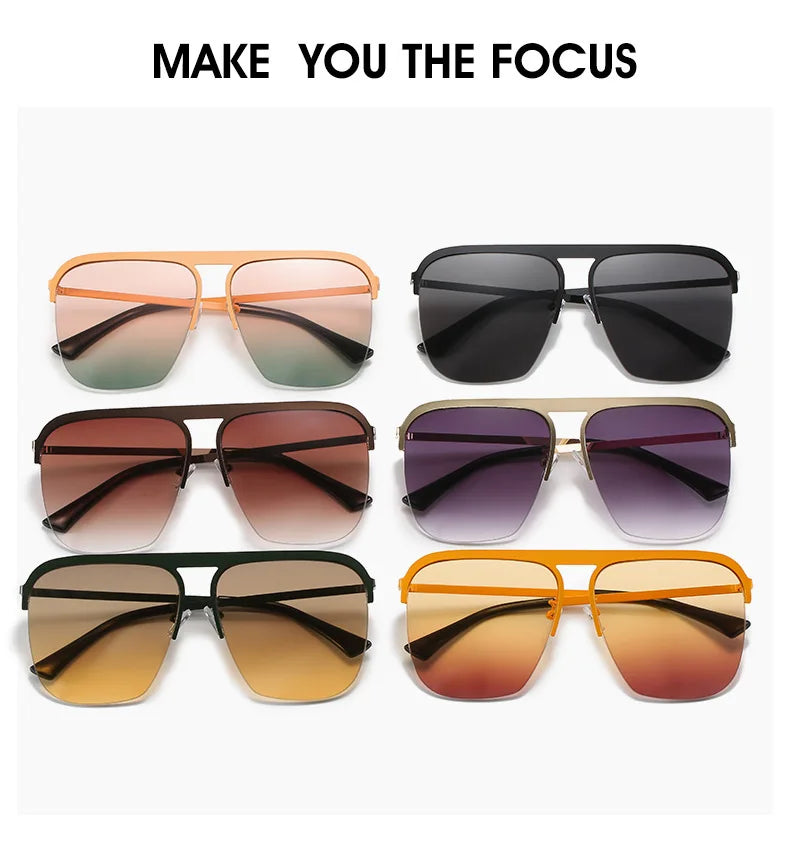 Luxury Square Sunglasses Oversized Original Brand Design Sunglasses Fashion Travel Beach Shades Eyewear UV400