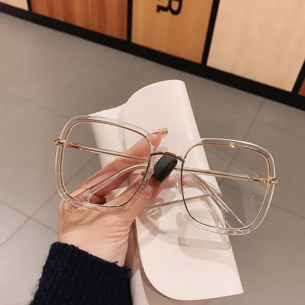 SEXY Oversized Clear Square Glasses Women Fashion Anti-blue Optical Glasses Frames Classic Plastic Eyeglasses Frames Eyewear