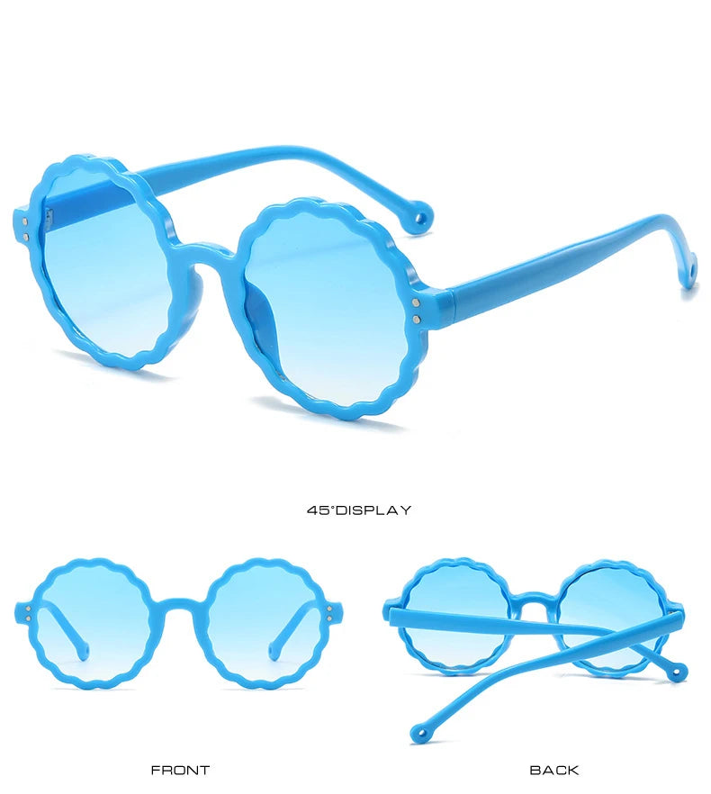 Fashion Round Sunglasses Trendy Vintage Flower Shaped Rim Gradient Sun Glasses 2024 New Brand Design Stylish Shades