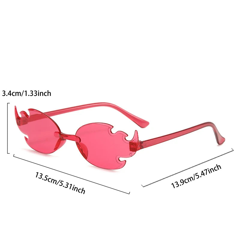 20 Pack Rimless Flame Shaped Sunglasses 2024 New in Fashion Multicolor Party Shades Trendy Design Candy Color Sun Glasses