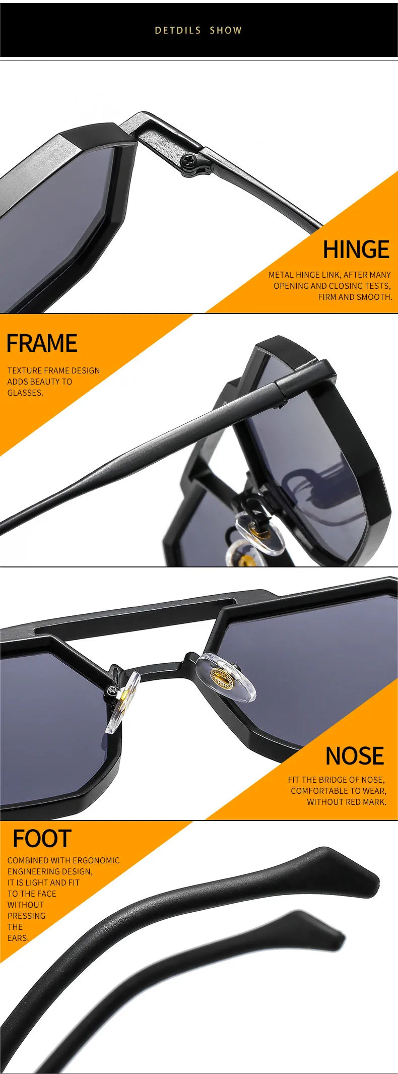 Retro Metal Punk Polygon Square Sunglasses Fashion Clear Mirror Shades UV400 Red Yellow Sun Glasses