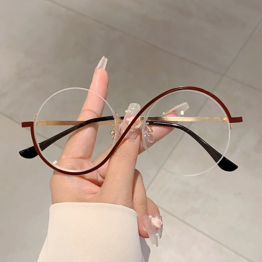 Vintage style Round Glasses Fashion Oversized Blue Light Blocking Eyewear Trendy Luxury Brand Non-prescription Eyeglasses