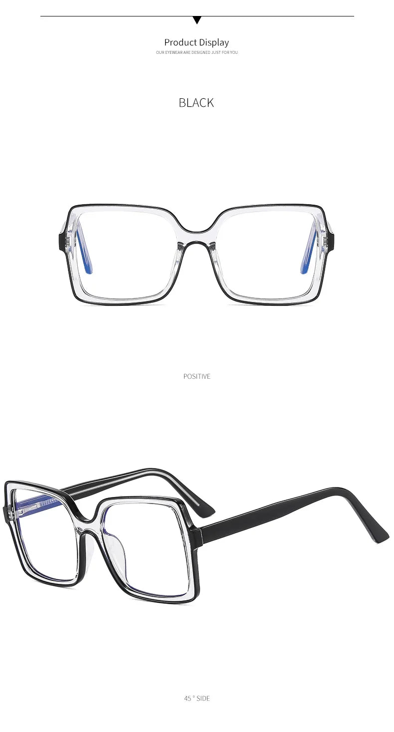 NEW Oversized Square Eyeglasses New Trendy Blue Light Blocking Spectacles Ins Stylish Brand Designer Computer Eyewear