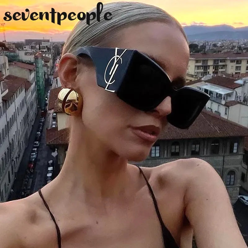 BIG FRAME SASSY Cat Eye Sunglasses 2024 Luxury Brand Designer New Fashion Square Sun Glasses For Trendy Big Frame Shades