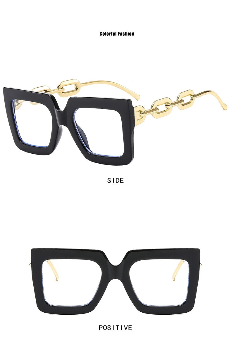 Oversized Square Eyeglasses Stylish Blue Light Blocking Eyewear Trendy Vintage Design Optical Computer Glasses