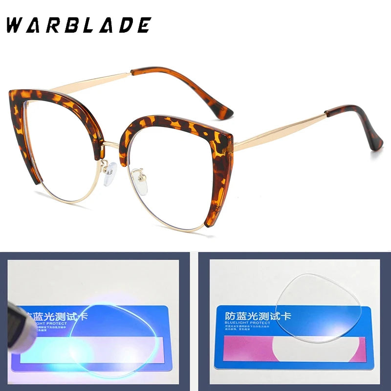 Retro Cat Eyeglasses Fashion Trending Oversized Metal Frame Clear Lens Reading Eyewear Protection