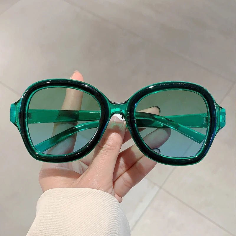 Y2k Pilot Sunglasses 2024 New in Stylish Multicolor Gradient Beach Shades Trendy Brand Designer Green Sun Glasses