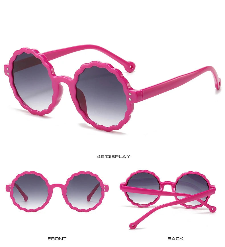 Fashion Round Sunglasses Trendy Vintage Flower Shaped Rim Gradient Sun Glasses 2024 New Brand Design Stylish Shades