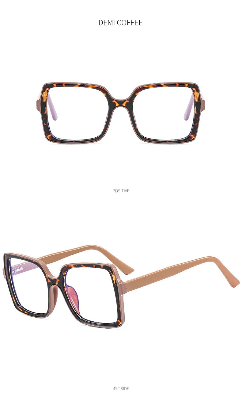 NEW Oversized Square Eyeglasses New Trendy Blue Light Blocking Spectacles Ins Stylish Brand Designer Computer Eyewear