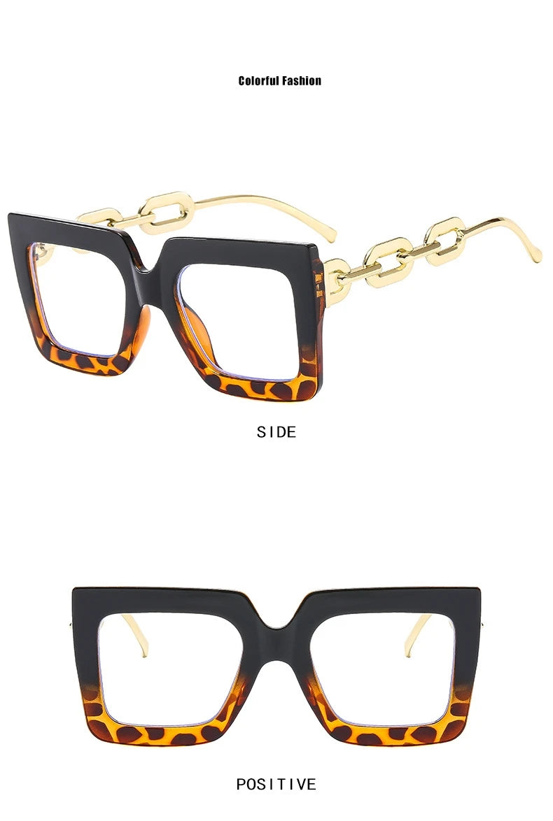 Oversized Square Eyeglasses Stylish Blue Light Blocking Eyewear Trendy Vintage Design Optical Computer Glasses