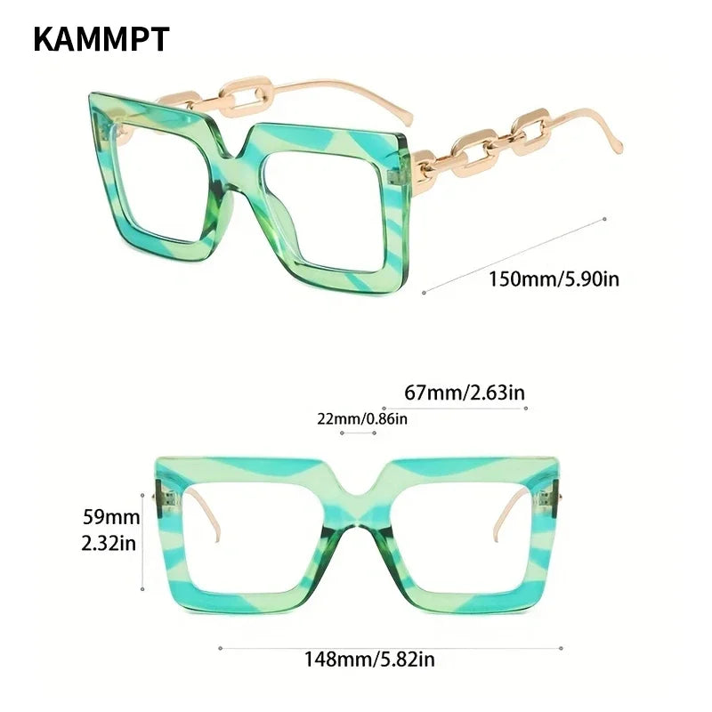 Oversized Square Eyeglasses Stylish Blue Light Blocking Eyewear Trendy Vintage Design Optical Computer Glasses