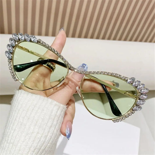 RETRO Oversized Diamond Sunglasses Retro Y2K Jeweled Frame Y2K Shades Costume Party Glasses for Women & Men