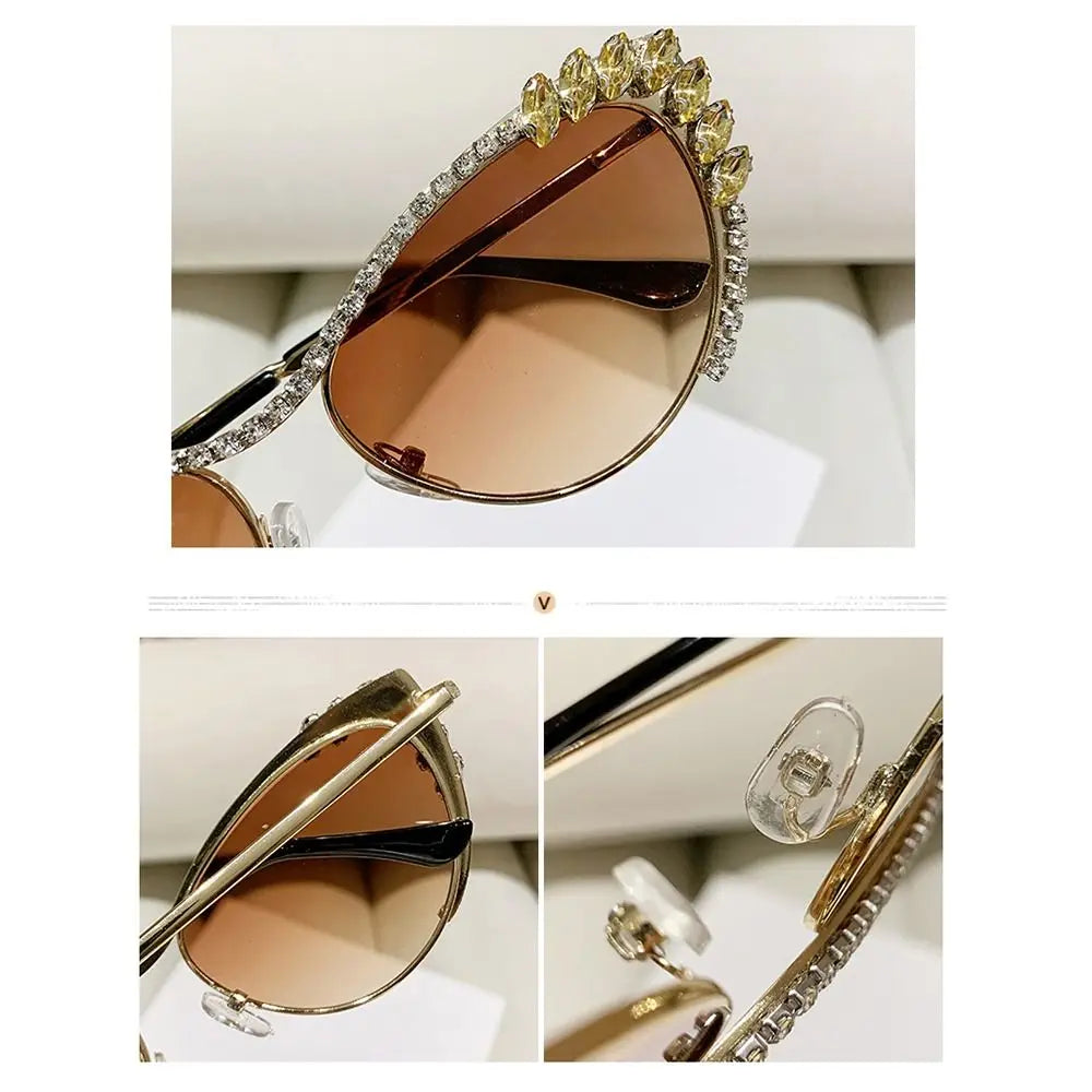 RHINESTONE Oversized Diamond Sunglasses for Women Men Fashion Cat Eye Rhinestone Sunglasses Bling Jeweled Frame Costume Party Glasses