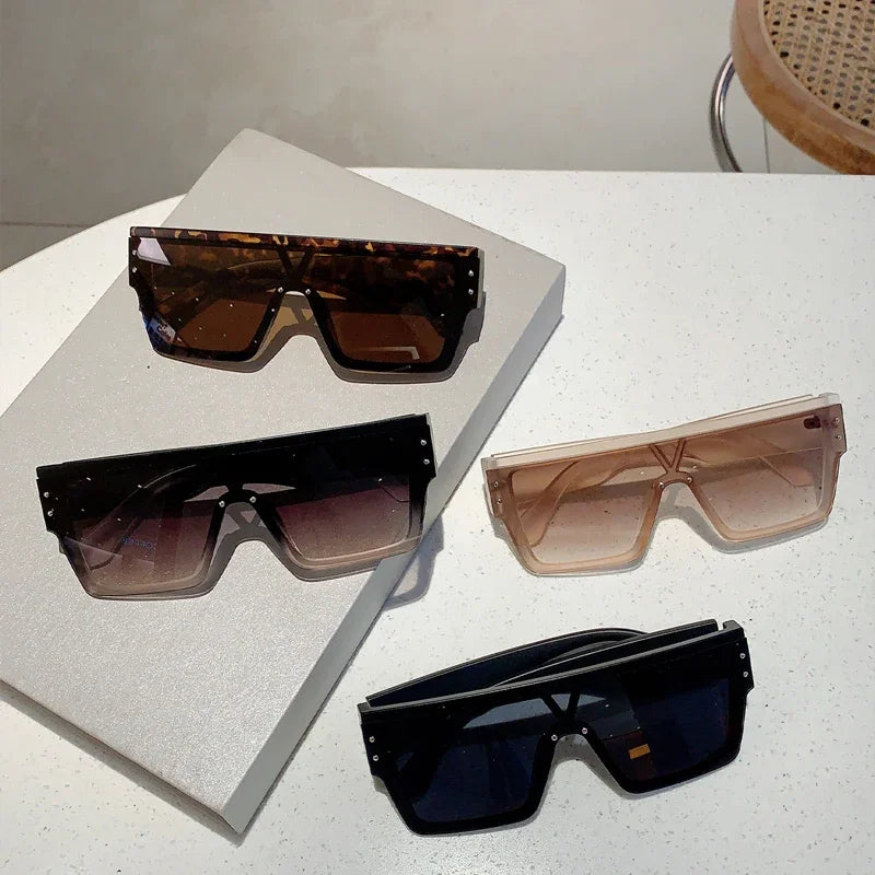 Oversized Monoblock Sunglasses 2024 New Stylish Rimless Gradient Shades Trendy Outdoor UV400 Protection Eyewear