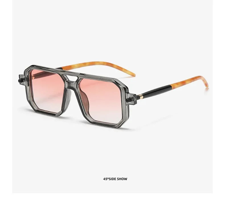 New Double Bridges Square Sunglasses Fashion Gradient Shades UV400 Retro Polygon Sun Glasses