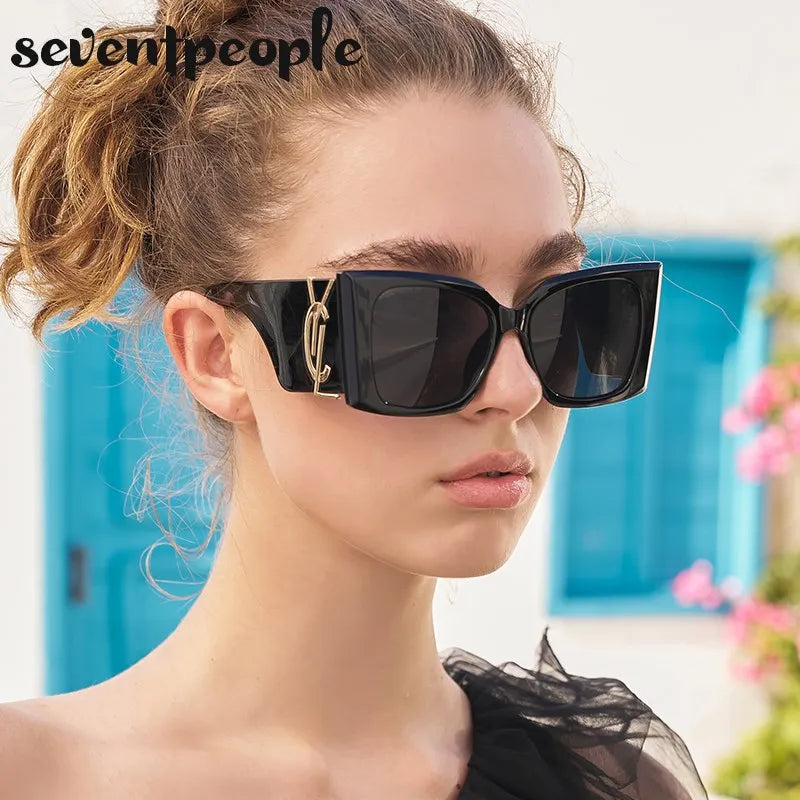 BIG FRAME SASSY Cat Eye Sunglasses 2024 Luxury Brand Designer New Fashion Square Sun Glasses For Trendy Big Frame Shades