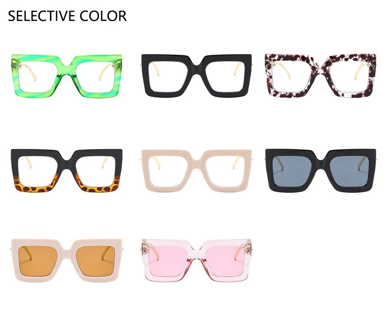 Oversized Square Eyeglasses Stylish Blue Light Blocking Eyewear Trendy Vintage Design Optical Computer Glasses