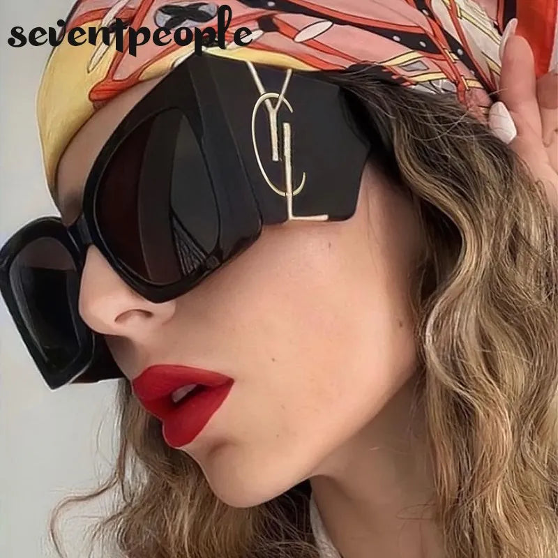 BIG FRAME SASSY Cat Eye Sunglasses 2024 Luxury Brand Designer New Fashion Square Sun Glasses For Trendy Big Frame Shades