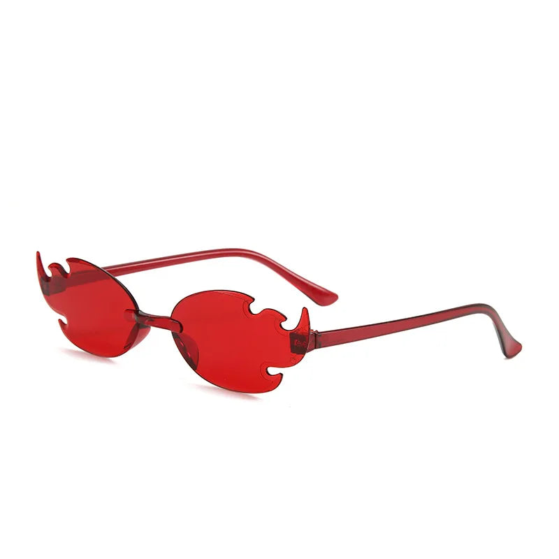 20 Pack Rimless Flame Shaped Sunglasses 2024 New in Fashion Multicolor Party Shades Trendy Design Candy Color Sun Glasses