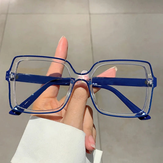 NEW Oversized Square Eyeglasses New Trendy Blue Light Blocking Spectacles Ins Stylish Brand Designer Computer Eyewear