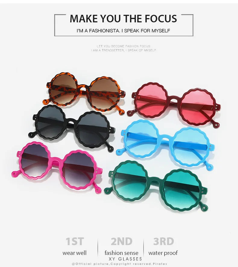 Fashion Round Sunglasses Trendy Vintage Flower Shaped Rim Gradient Sun Glasses 2024 New Brand Design Stylish Shades