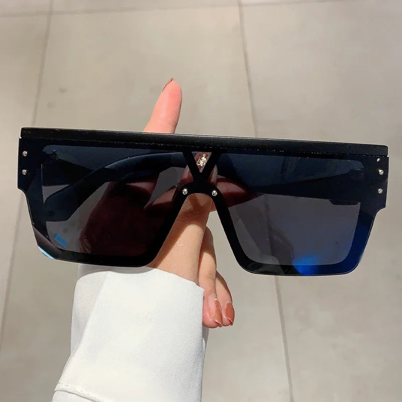 Oversized Monoblock Sunglasses 2024 New Stylish Rimless Gradient Shades Trendy Outdoor UV400 Protection Eyewear