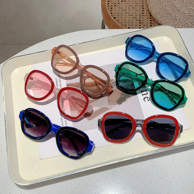 Y2k Pilot Sunglasses 2024 New in Stylish Multicolor Gradient Beach Shades Trendy Brand Designer Green Sun Glasses