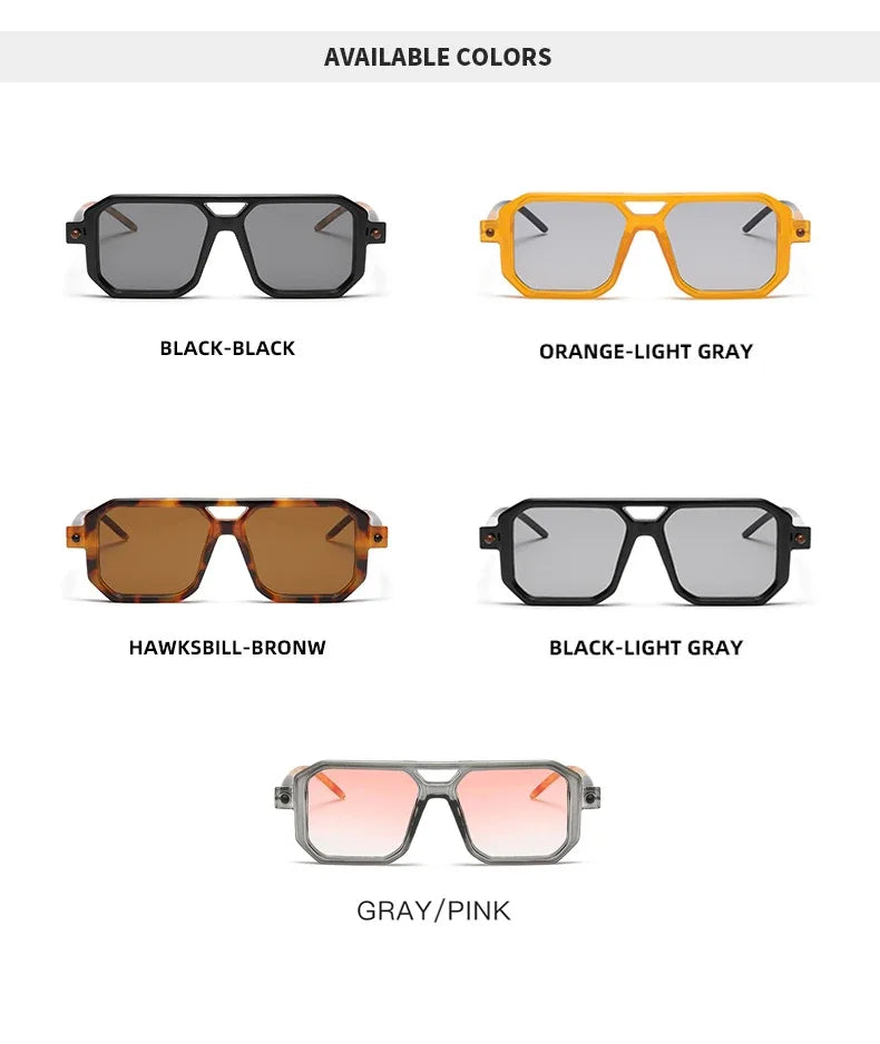 New Double Bridges Square Sunglasses Fashion Gradient Shades UV400 Retro Polygon Sun Glasses