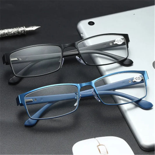 Gafas Readers Eyewear Light Resin Lens Classic Business Reading Glasses Titanium Alloy Frame Glasses