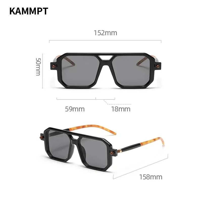 New Double Bridges Square Sunglasses Fashion Gradient Shades UV400 Retro Polygon Sun Glasses