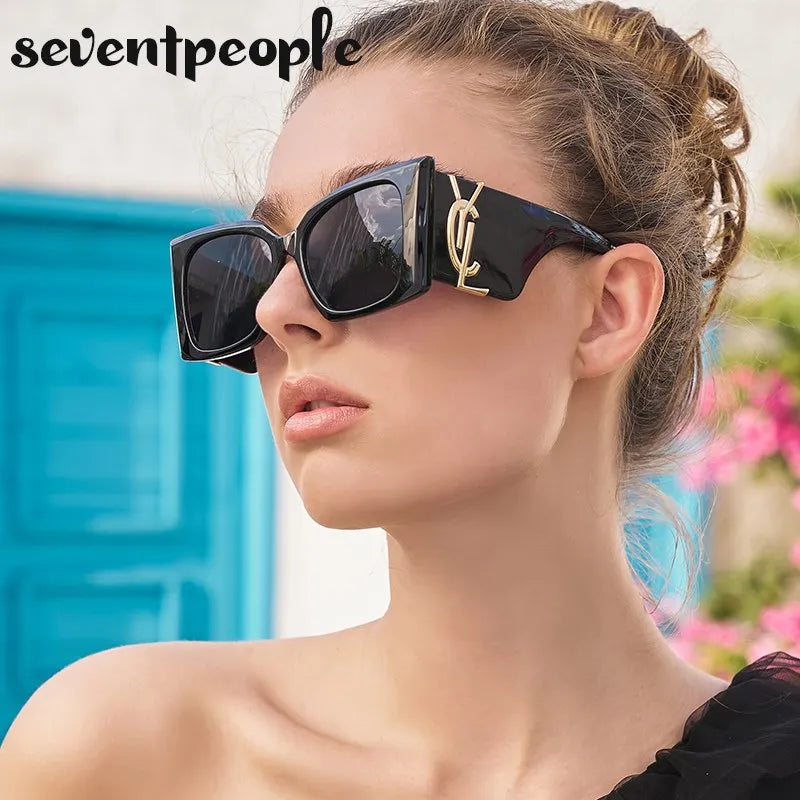 BIG FRAME SASSY Cat Eye Sunglasses 2024 Luxury Brand Designer New Fashion Square Sun Glasses For Trendy Big Frame Shades