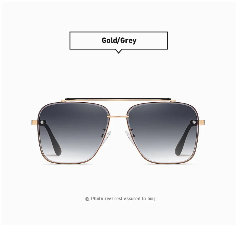 Gradient Color Sunglasses Large Metal Frame Sunglasses UV400 Protection