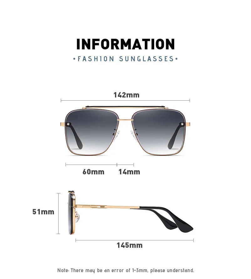 Gradient Color Sunglasses Large Metal Frame Sunglasses UV400 Protection