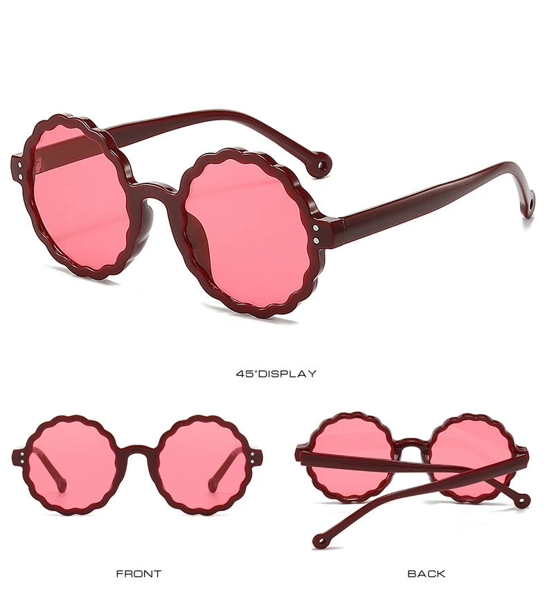 Fashion Round Sunglasses Trendy Vintage Flower Shaped Rim Gradient Sun Glasses 2024 New Brand Design Stylish Shades