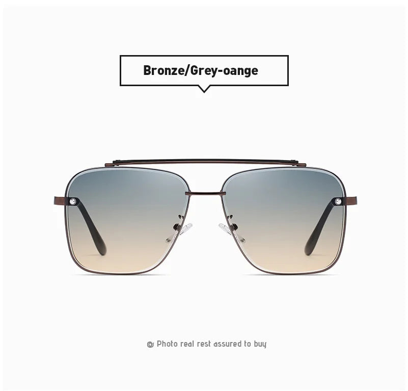 Gradient Color Sunglasses Large Metal Frame Sunglasses UV400 Protection