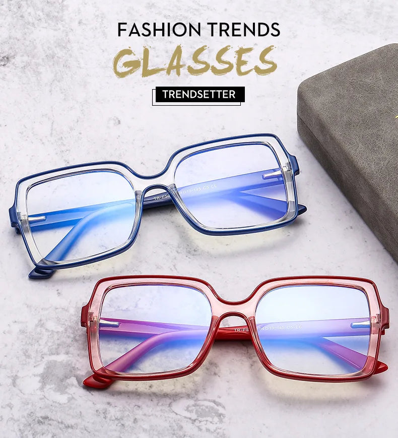 NEW Oversized Square Eyeglasses New Trendy Blue Light Blocking Spectacles Ins Stylish Brand Designer Computer Eyewear