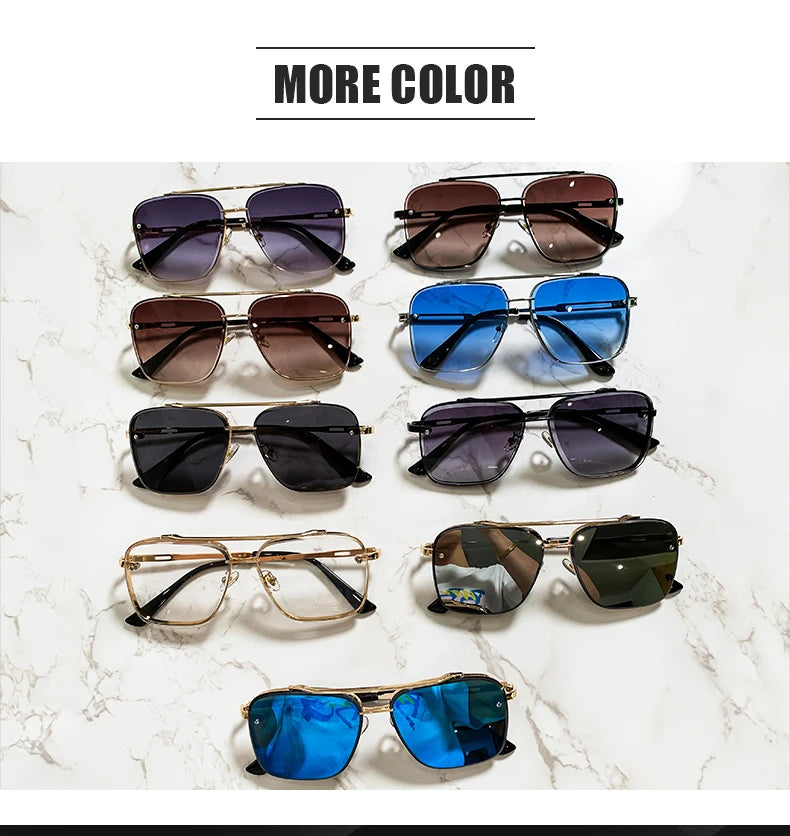 Gradient Color Sunglasses Large Metal Frame Sunglasses UV400 Protection