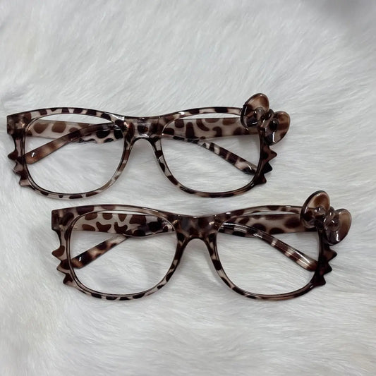 Kawaii Hello Kitty Retro Glasses Y2k Leopard Frames anime kt Cartoon Fashion Photo Props Eyewear Decorative Accessories