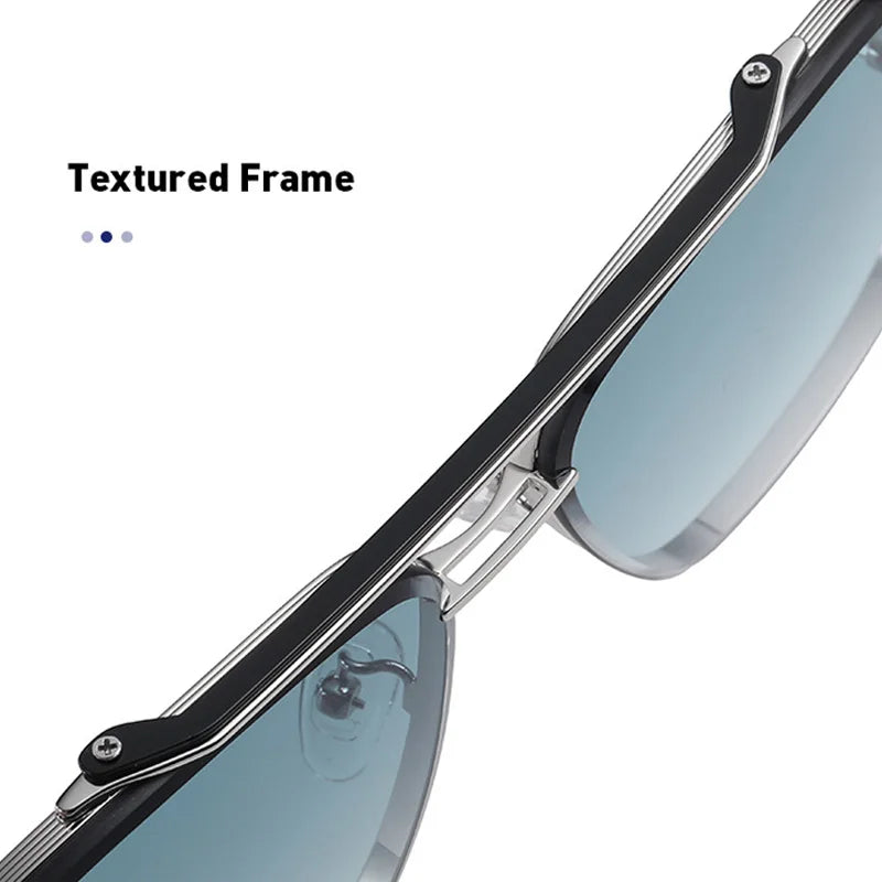 Gradient Color Sunglasses Large Metal Frame Sunglasses UV400 Protection